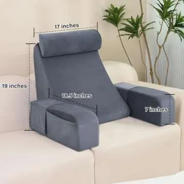 ENITYA Reading Pillow for Sitting in Bed Adult, Back Pillow for Bed Sitting up, Reading & Bed Rest P...