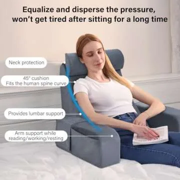 ENITYA Reading Pillow for Sitting in Bed Adult, Back Pillow for Bed Sitting up, Reading & Bed Rest Pillows for Watching TV/Reading/Gaming/Resting in Bed, Couch or Floor, Medium 19"(Grey)