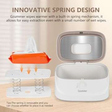 Baby Wipe Warmer, Innovative Spring & Child Lock Design, Large Capacity Wipes Dispenser, Fast Heatin...