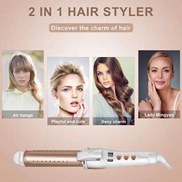 HATTEKER Hair Curler Flat and Curling iron Curling Wand Straightening Iron Professional Ceramic 2 in...