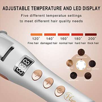 HATTEKER Hair Curler Flat and Curling iron Curling Wand Straightening Iron Professional Ceramic 2 in 1 Straightener Hair Styling With LED Display for Frizzy Curly Thick Hair，Gold/Pink/Black，1 Inch