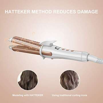 HATTEKER Hair Curler Flat and Curling iron Curling Wand Straightening Iron Professional Ceramic 2 in 1 Straightener Hair Styling With LED Display for Frizzy Curly Thick Hair，Gold/Pink/Black，1 Inch