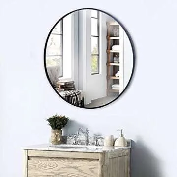 DXYJUYI Circle Wall Mirror - Modern Black and Gold Design