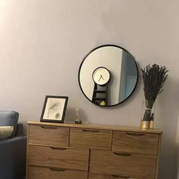 DXYJUYI Circle Wall Mirror - Modern Black and Gold Design