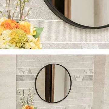 DXYJUYI Circle Wall Mirror - Modern Black and Gold Design