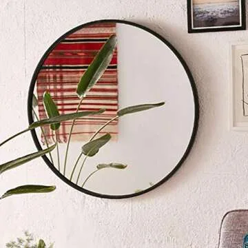 DXYJUYI Circle Wall Mirror - Modern Black and Gold Design