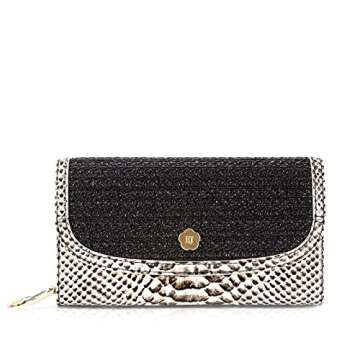 Eric Javits Luxury Fashion Designer Women's Handbag - Clutch Wallet - Black/Bone Mix
