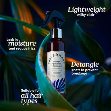 Fable & Mane Leave In Conditioner, 4.7 Fl Oz - Maha Mane Detangler Spray, Silicone-Free Leave In Conditioner for Dry Damaged Hair, Heat Protectant for Hair