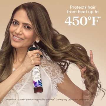 Fable & Mane Leave In Conditioner, 4.7 Fl Oz - Maha Mane Detangler Spray, Silicone-Free Leave In Conditioner for Dry Damaged Hair, Heat Protectant for Hair