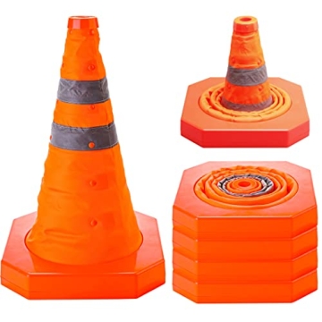 CARTMAN 4 Pack 18 Inch Collapsible Traffic Cones, Safety Road Parking Cone for Traffic Control, Driv...