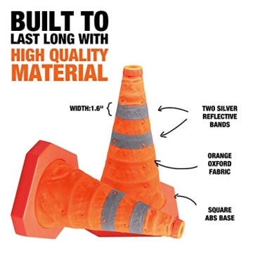CARTMAN Collapsible Traffic Cones for Road Safety 4 Pack