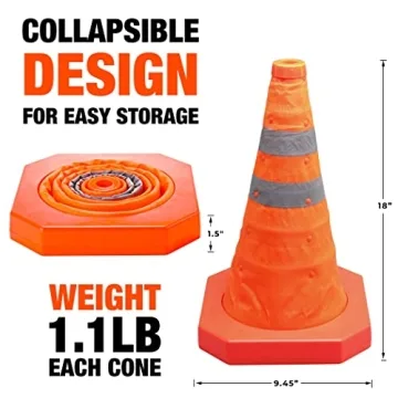 CARTMAN Collapsible Traffic Cones for Road Safety 4 Pack