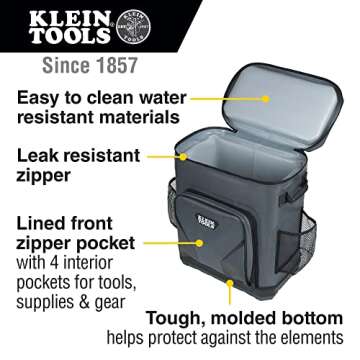 Klein Tools 62810BPCLR Cooler Backpack, 30 Cans Insulated Backpack Cooler, Rugged Bottom, Ideal for ...