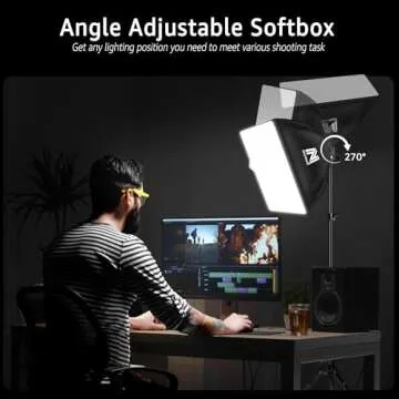 Softbox Lighting Kit, NiceVeedi 16'' x 16'' Softbox Photography Lighting Kit with 63” Tripod Stand & 5400K 450W Equivalent LED Bulb, Continuous Lighting for Photography/Video Record/Live Streaming