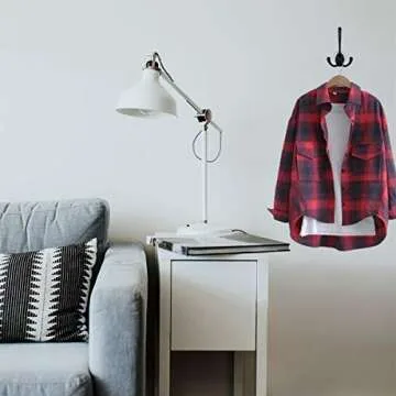 HADWER Wall Mounted Coat Hooks 5 Pack Heavy Duty Black Hardware Robe Hooks Decorative for Single Hanging Coats Towel Cubicle Classroom Kitchen Bath Backpack Hat Hook