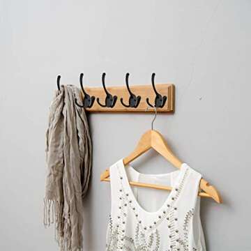 HADWER Wall Mounted Coat Hooks 5 Pack Heavy Duty Black Hardware Robe Hooks Decorative for Single Hanging Coats Towel Cubicle Classroom Kitchen Bath Backpack Hat Hook