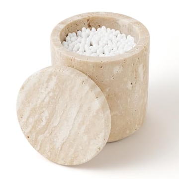 WORHE Marble Cotton Holder Dispenser for Stylish Storage