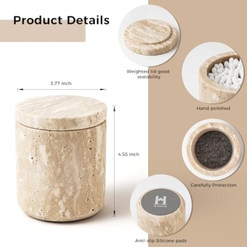 WORHE Marble Cotton Holder Dispenser for Stylish Storage