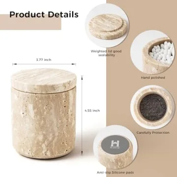 WORHE Marble Cotton Holder Dispenser for Stylish Storage