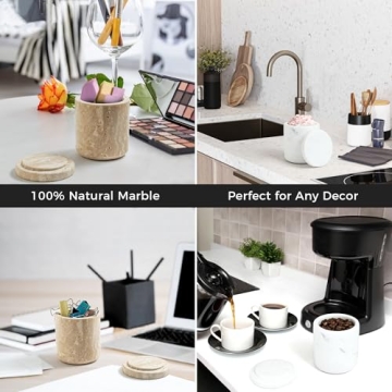 WORHE Marble Cotton Holder Dispenser for Stylish Storage