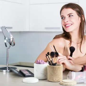 WORHE Marble Cotton Holder Dispenser for Stylish Storage