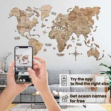 Home Décor 3D Wood World Map Wall Art Large Wall Décor - World Travel Map All Sizes (M L XL) Gift ...