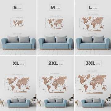 Home Décor 3D Wood World Map Wall Art Large Wall Décor - World Travel Map All Sizes (M L XL) Gift Idea - Wall Art For Home & Kitchen or Office (X-Large, Terra)