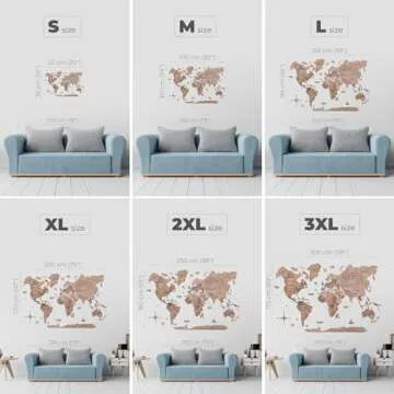 Home Décor 3D Wood World Map Wall Art Large Wall Décor - World Travel Map All Sizes (M L XL) Gift Idea - Wall Art For Home & Kitchen or Office (X-Large, Terra)