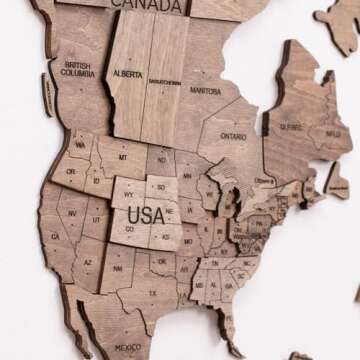 Home Décor 3D Wood World Map Wall Art Large Wall Décor - World Travel Map All Sizes (M L XL) Gift Idea - Wall Art For Home & Kitchen or Office (X-Large, Terra)