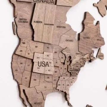 Home Décor 3D Wood World Map Wall Art Large Wall Décor - World Travel Map All Sizes (M L XL) Gift Idea - Wall Art For Home & Kitchen or Office (X-Large, Terra)