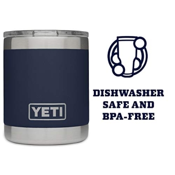 YETI Rambler 10 oz Lowball, Vacuum Insulated, Stainless Steel with MagSlider Lid, Navy