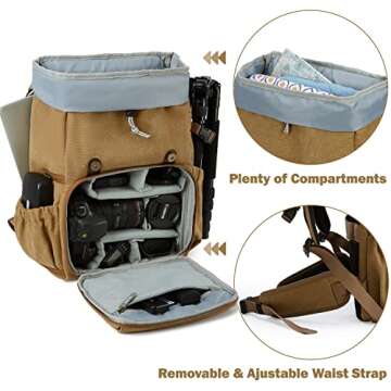 BAGSMART Camera Backpack, DSLR Camera Bag, Waterproof Camera Bag Backpack for Photographers, Fit up ...