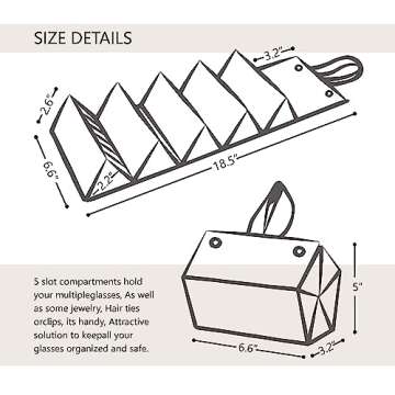 XXRCBag Travel Sunglass Organizer, Portable Multiple PU Eyeglass Case Organizer, Foldable Hanging Eyeglass Storage (black 2)