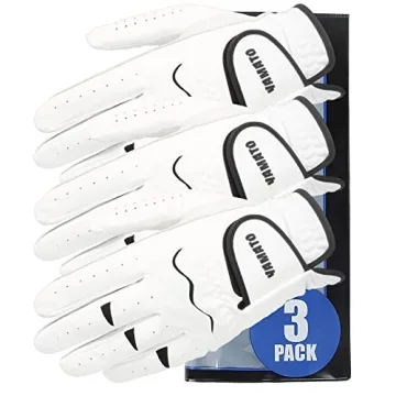 Yamato Golf Men's White Cabretta Leather Golf Gloves - 3-Pack