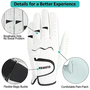 Yamato Golf Cabretta Leather Gloves - 3-Pack, Comfortable & Durable
