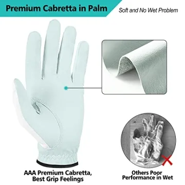 Yamato Golf Cabretta Leather Gloves - 3-Pack, Comfortable & Durable