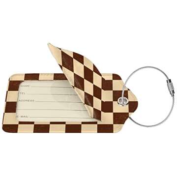 Stylish & Practical 4PCS Brown Beige Checkered Luggage Tags for Travel
