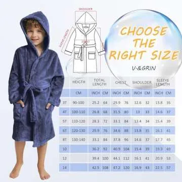 V.&GRIN Boys Fleece Hooded Robe for Ages 3-14