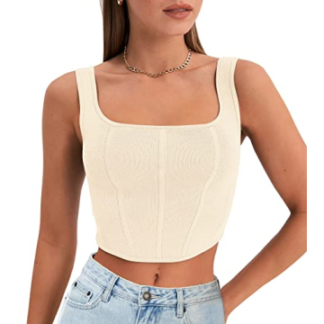 Stylish Apricot Tube Tank Top for Summer Outfits
