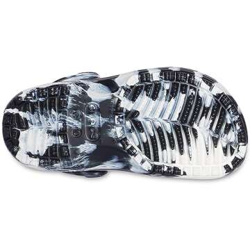 Crocs Kids' Classic Marbled Tie Dye Clog , Black/White, 5 Big Kid