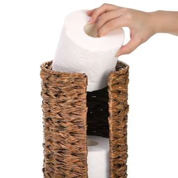 WRINGKIT Toilet Paper Holder Stand, Free Standing Toilet Tissue Roll Storage Rack with Lid, Waterproof Tissue Organizer Shelf Basket for Bathroom Accessories, Under Sink