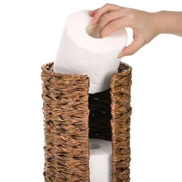 WRINGKIT Toilet Paper Holder Stand, Free Standing Toilet Tissue Roll Storage Rack with Lid, Waterproof Tissue Organizer Shelf Basket for Bathroom Accessories, Under Sink