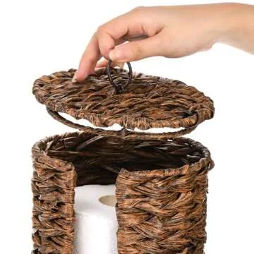 WRINGKIT Toilet Paper Holder Stand, Free Standing Toilet Tissue Roll Storage Rack with Lid, Waterproof Tissue Organizer Shelf Basket for Bathroom Accessories, Under Sink