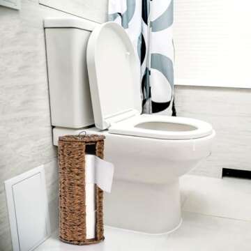 WRINGKIT Toilet Paper Holder Stand, Free Standing Toilet Tissue Roll Storage Rack with Lid, Waterproof Tissue Organizer Shelf Basket for Bathroom Accessories, Under Sink