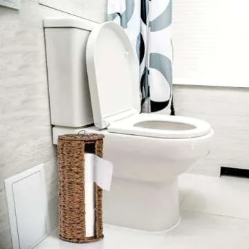 WRINGKIT Toilet Paper Holder Stand, Free Standing Toilet Tissue Roll Storage Rack with Lid, Waterproof Tissue Organizer Shelf Basket for Bathroom Accessories, Under Sink