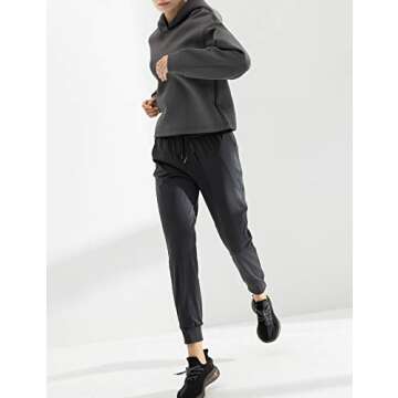 AJISAI Women's Joggers Pants Drawstring Running Sweatpants with Pockets Lounge Wear Dark Grey M