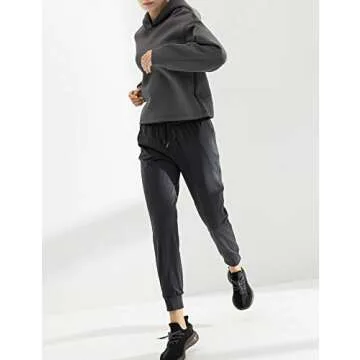 AJISAI Women's Joggers Pants Drawstring Running Sweatpants with Pockets Lounge Wear Dark Grey M