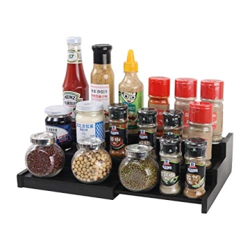 YCOCO 3 Tier Expandable Cabinet Spice Rack Organizer,8.75~15.5 Inch,Kitchen Cabinet and Pantry Woode...