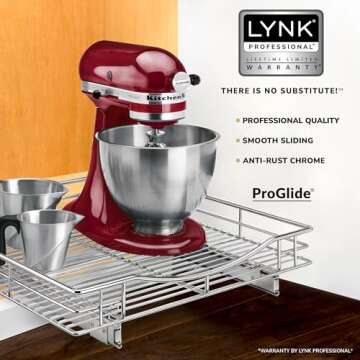 LYNK PROFESSIONAL® Pull Out Cabinet Organizer, 20" x 21" Slide Out Drawers for Kitchen Cabinets - S...