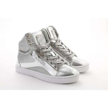 Pop Tart Glitter Girl's Sneakers, Silver, 13